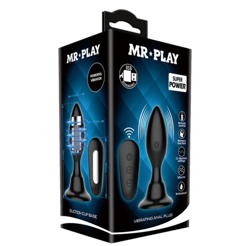Mr Play - Plug Anal Vibrant avec Télécommande - Noir
