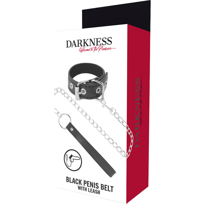 Anneau pénien avec laisse en cuir végétalien - Darkness - Darkness