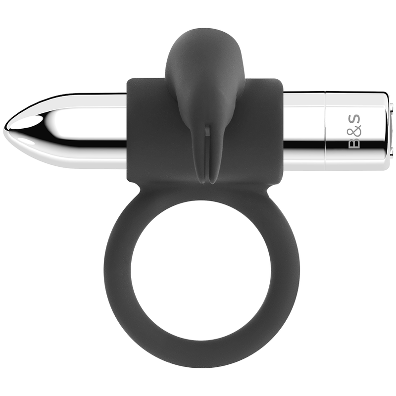 Anneau Vibrant Rechargeable Burton 10 Modes - Black & Silver - Black&Silver