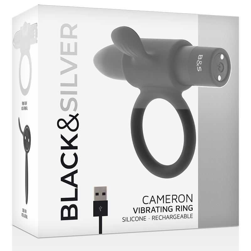 Anneau Vibrant Rechargeable Cameron Noir - Black&Silver