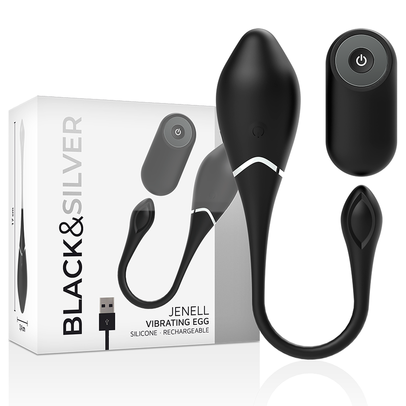 Black&Silver - Œuf vibrant en Silicone Rechargeable Jenell - Noir