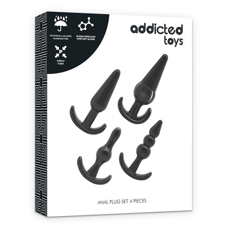 Set 4 Plugs Anaux Progressifs Noir - Addicted Toys