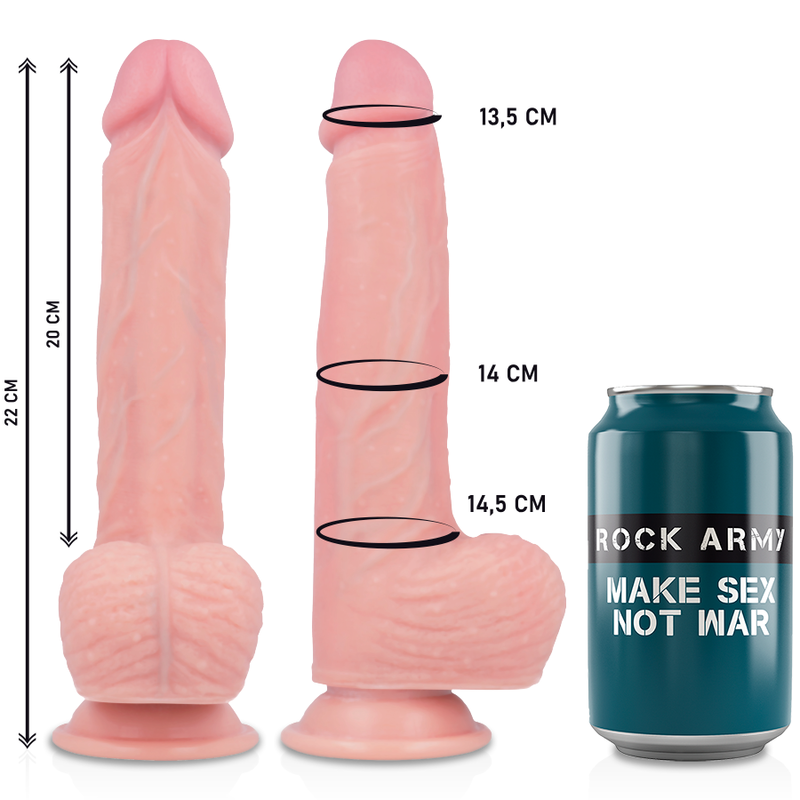 Rock Army - Gode Ceinture Réaliste Vibrant avec 3 Cockrings / 20,5 cm